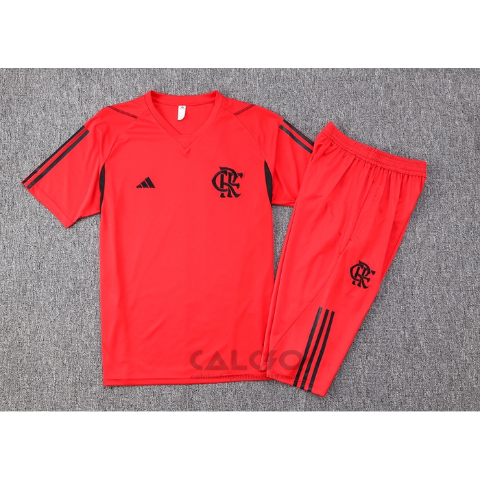 Tuta da Track Flamengo Manica Corta 2023-2024 Rosso - Pantaloncini